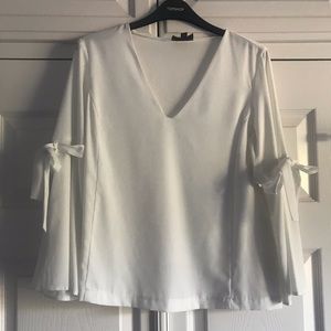 TopShop White Trumpet Sleeve Blouse